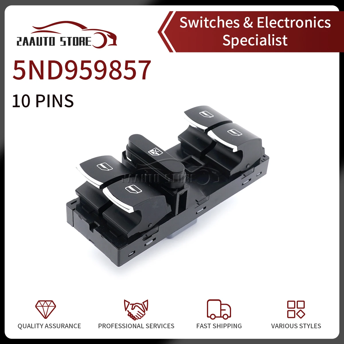 

5ND959857 Power Window Switch Driver Side Control Button For VW Jetta Tiguan Golf GTI MK5 MK6 Passat B6 CC Seat Leon MK2