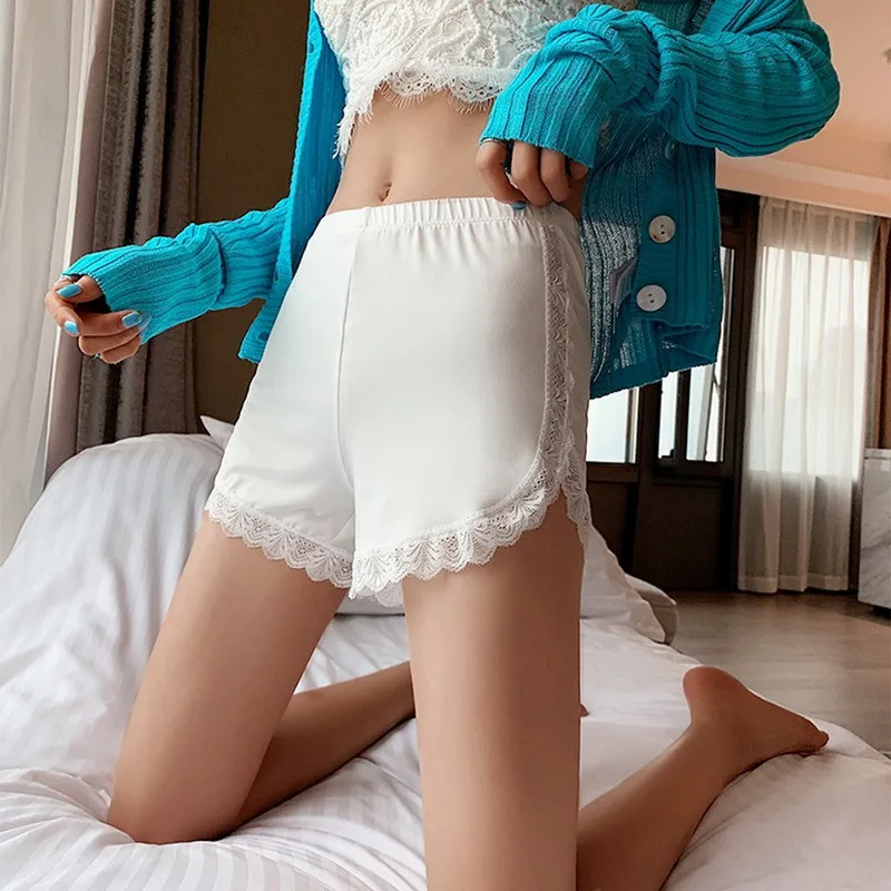

Summer Women Safety Shorts Pants Lace Seamless Thin Ice Silk High Waist Panties Seamless Anti Emptied Boyshorts Girls Underwear