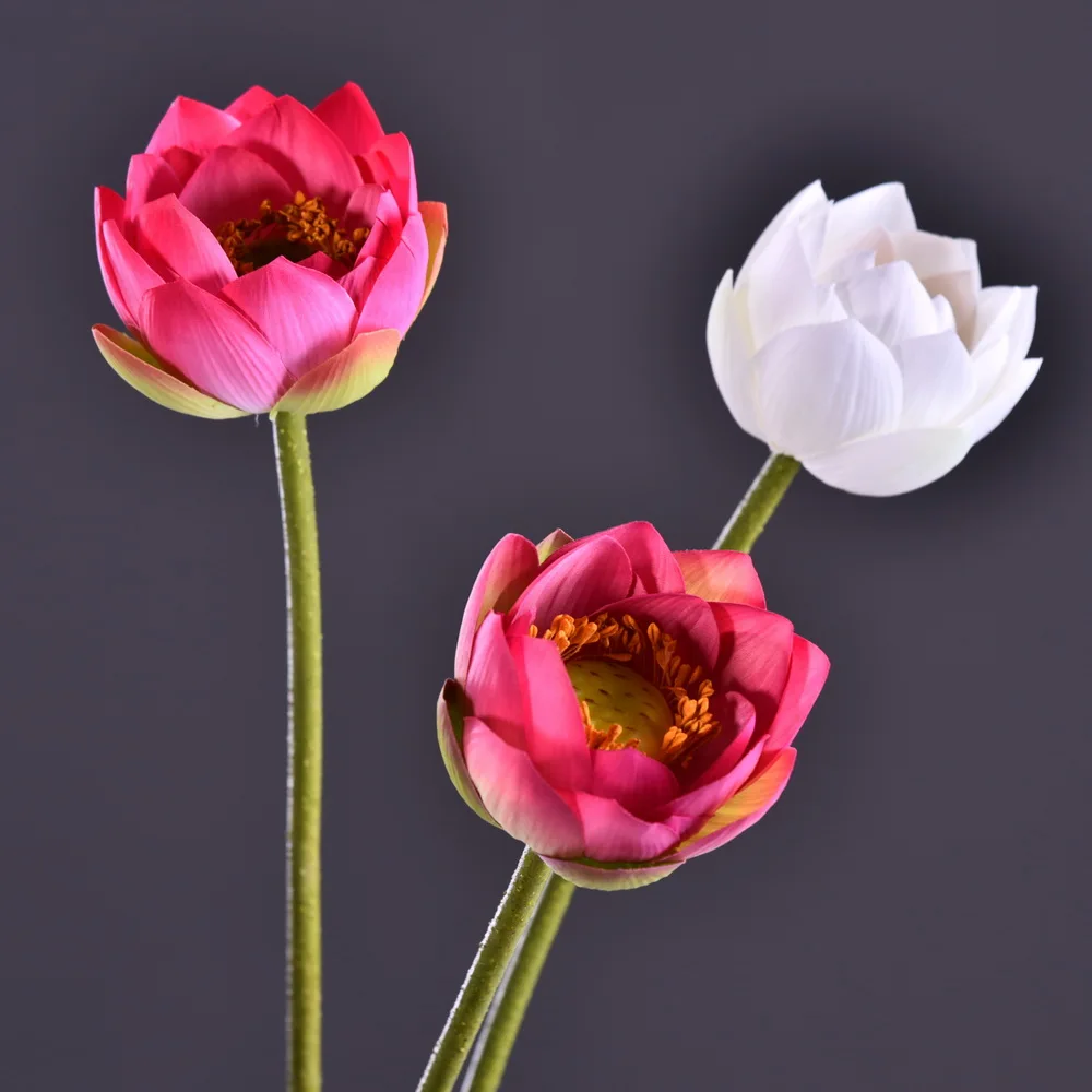 

High Quality Artificial Flowers Single Stem Silk Lotus Fake Flower Home Hotel Table Decor Wedding Decoration Simulation Plants