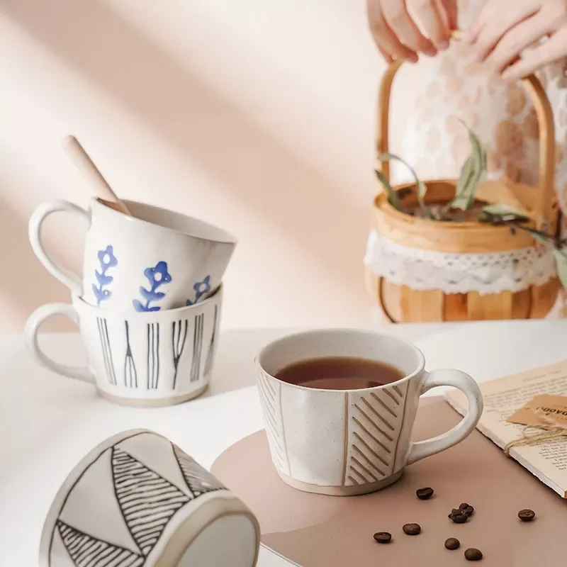 

360Ml Nordic Ceramic Hand-Painted Mug Drinkware Breakfast Tea Drink Water Cup Creative Stoneware Milk Coffee Espresso Cups Gift