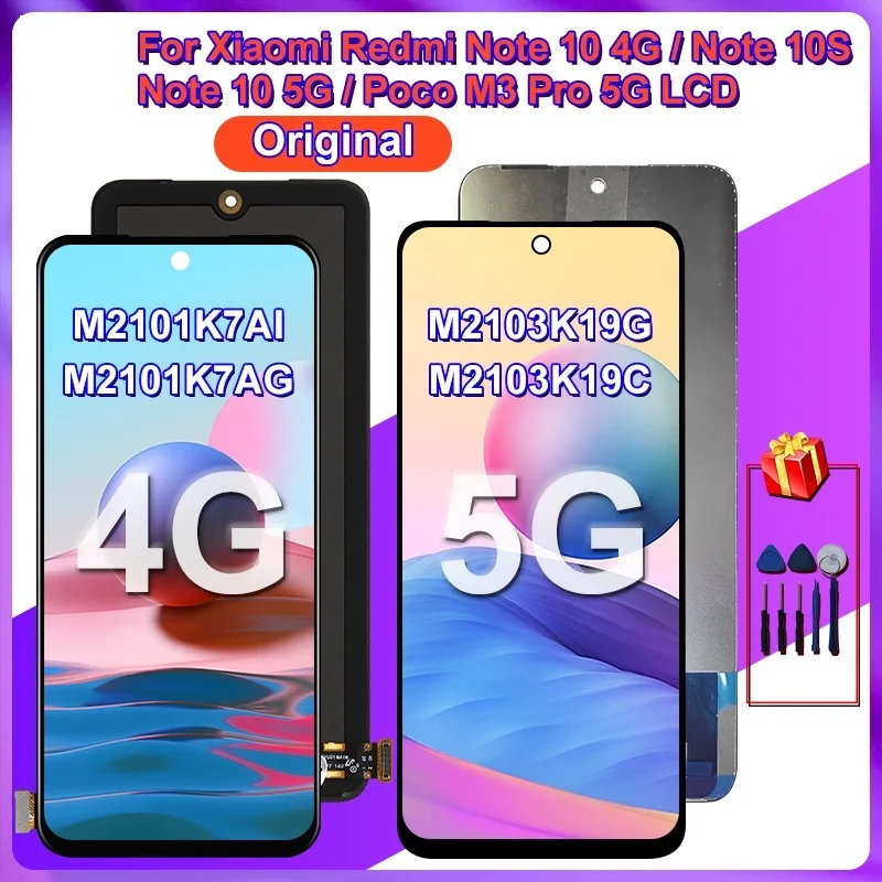 

For Redmi Note 10 4G LCD Note 10S Display M2101K7AI Screen Digitizer For Redmi Note 10 5G LCD POCO M3 Pro M2103K19G