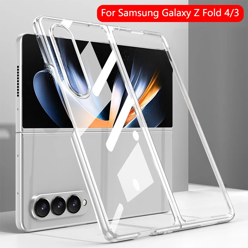 

Shockproof Transparent Hard PC Cover For Samsung Galaxy Z Fold 3/4 Front Back Clear Case For Galaxy Z Fold3 Fold4 Bumper Shell