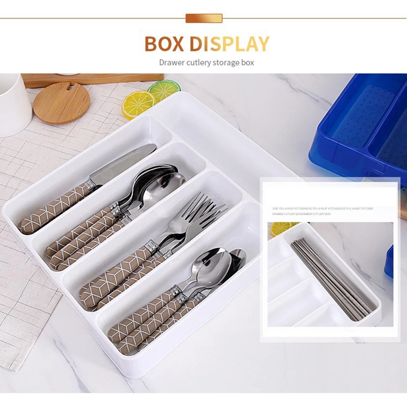 

Cutlery Organizer Box Kitchen Drawer holder Separation Finishing Storage Box Eco-Friendly PP Kitchen Spoon Knife Cutlery Tray