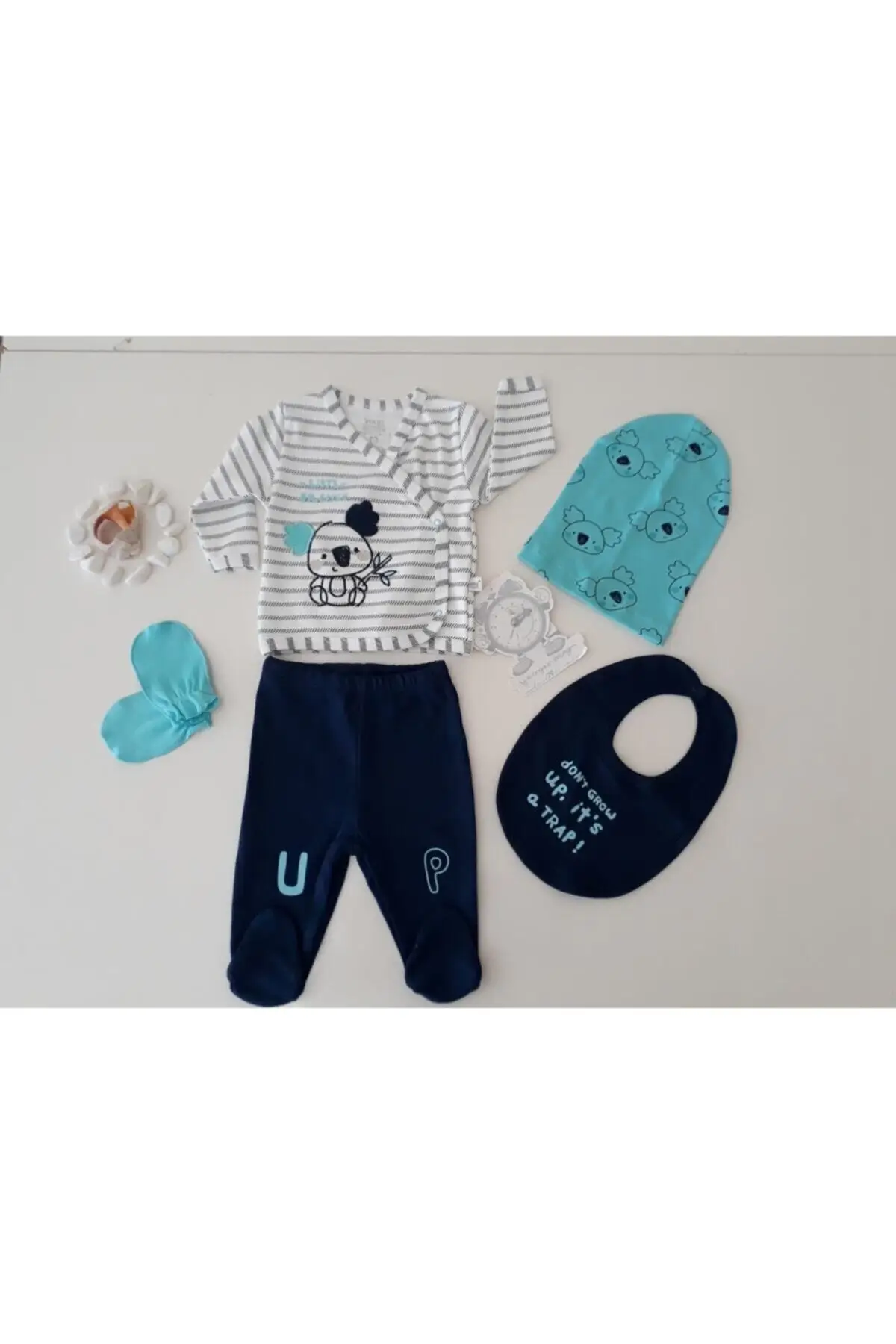 

Koala Male 5 Li Hospital Çıkıs Seti Printed Cotton 5'li Mavi