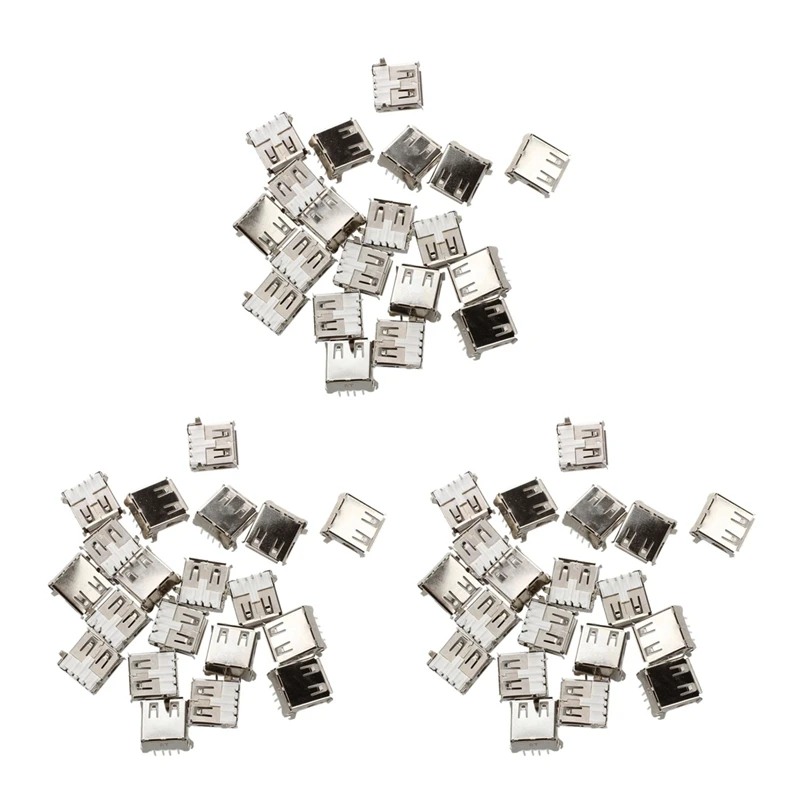 

AFBC 60 Pcs USB Female Type A 4-Pin DIP Right Angle Plug Jack Socket Connector