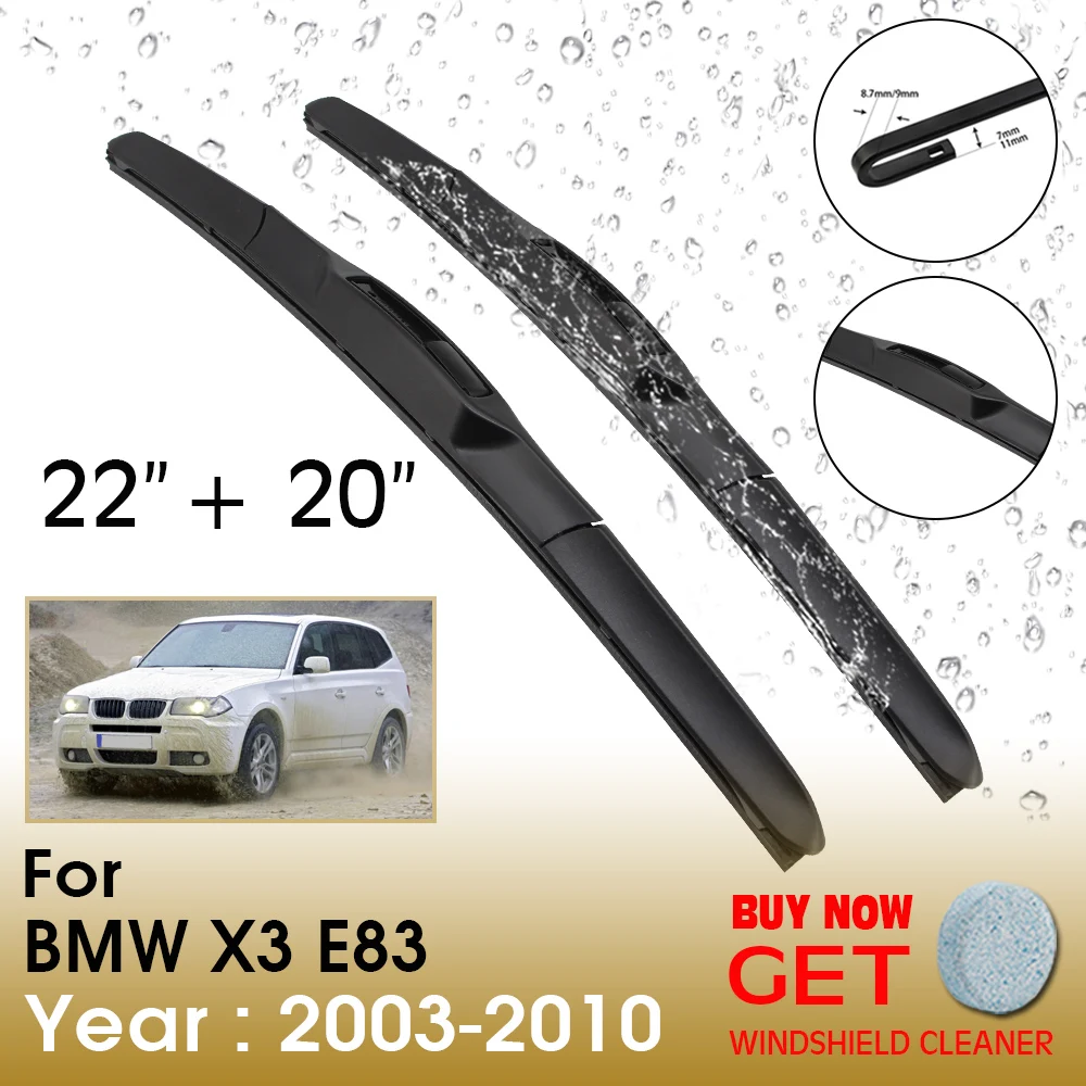 

Car Wiper Blade For BMW X3 E83 22"+20" 2003-2010 Front Window Washer Windscreen Windshield Wipers Blades Accessories