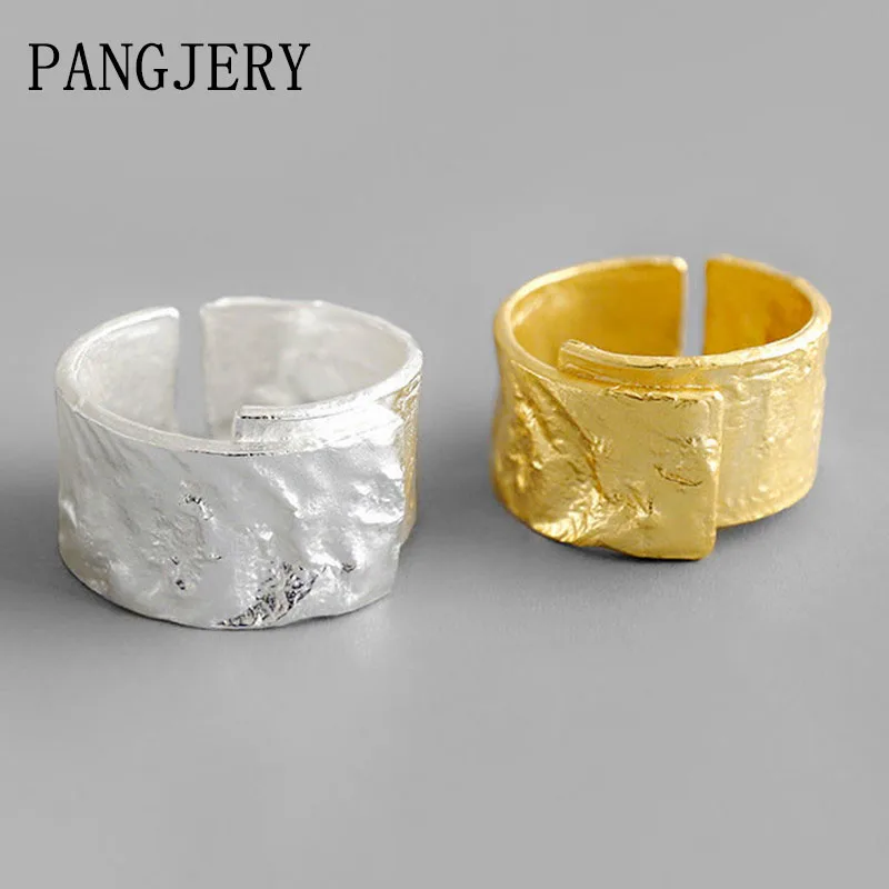 

PANGJARY 925 Sterling Silver Concave Convex Rings for Women Width Temperament Irregular Charming INS Fashion Party Jewelry Gifts