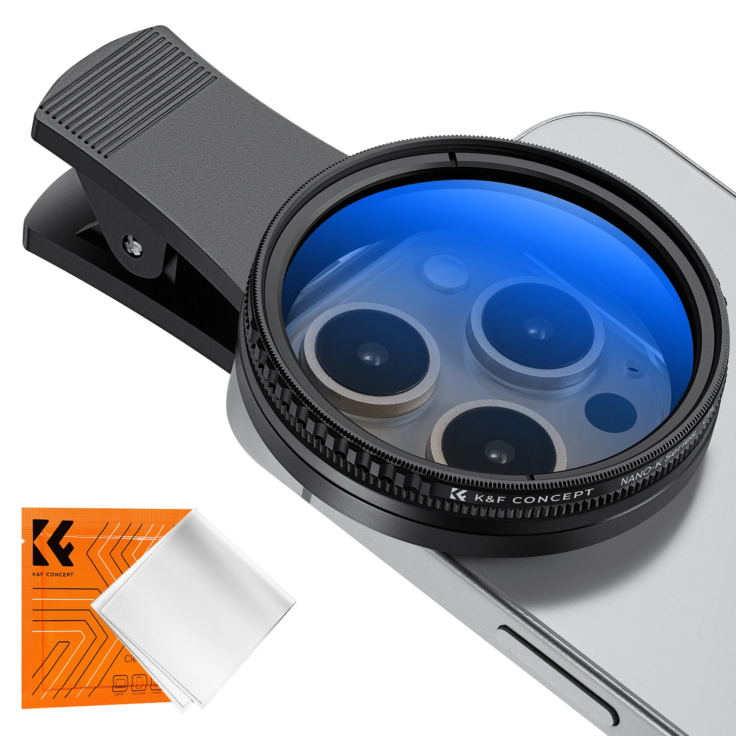 Фото K&F CONCEPT Комплект клипсо фильтров 52 мм CPL круговой поляризатор для объектива смартфона для iPhone 16 15 14 Xiaomi и других с регулируемым зажимом №1