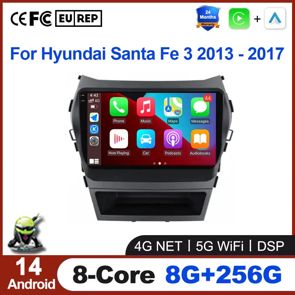 Android Auto Carplay автомобильный радиоприемник мультимедийный видеоплеер для Hyundai Santa Fe