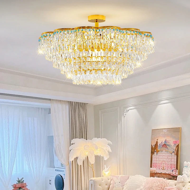 

Light Luxury Chandelier Living Room Lamp Dining Room Bedroom Villa Simple Atmosphere Model Room Post-modern Crystal Lighting