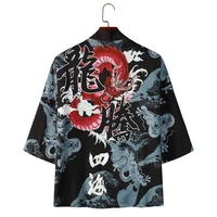 oscn7 japanese kimono jacket koi fish printed harajuku 2022 men japan style streetwear jacket summer thin loose kimono 6109