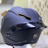 full face motorcycle helmet 70th anniversary black gold fiber glass motorcycle racing helmet with big tail spoiler