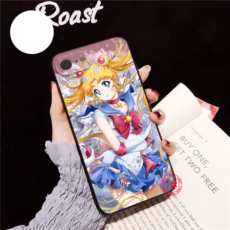 Мягкий чехол 55AS с аниме Сейлор Мун для Samsung J2 Prime J4 Core J5 J6 Plus J7 Pro J8 S7 Edge S8 Note 8 9 10 Lite 20