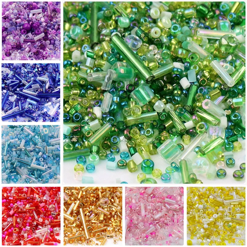 

500 шт., стеклянные бусины в форме рассады разных размеров
