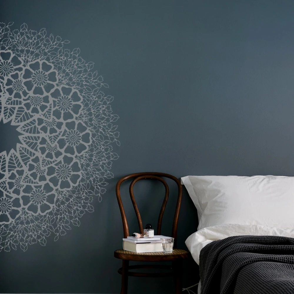 

Трафарет с рисунком мандалы, духовный декор, переводная картинка с цветком лотоса, аксессуары для ванной комнаты, дизайнерские Съемные ПВХ наклейки на стену для йоги и студии