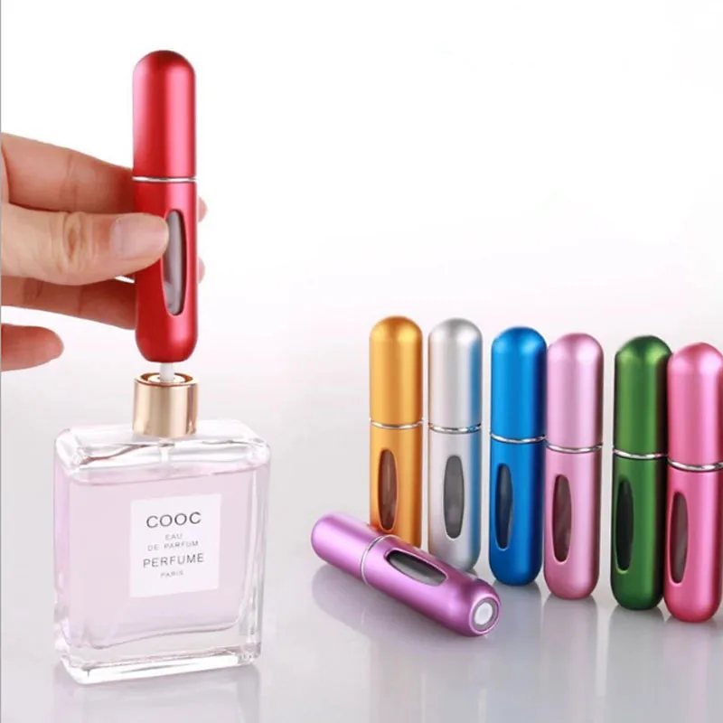 

5ML Mini Aluminum Refillable Perfume Spray Bottle With Spray Scent Pump Cosmetic Containers Atomizer For Traveler Women Gifts