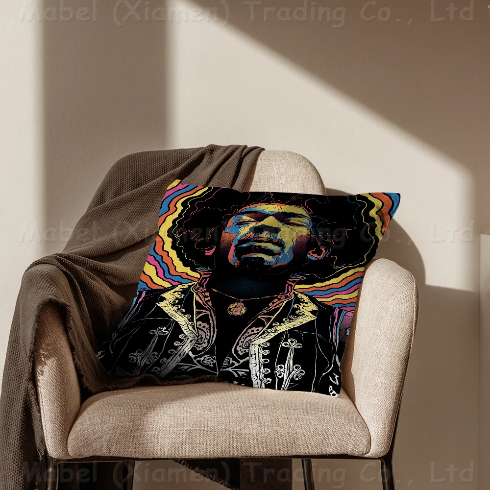 Jimi Hendrix Cushion Cover Car Throw Pillow Case For Sofa Christmas Gift 40x40cm 45x45cm