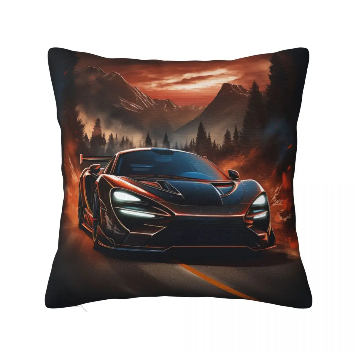 

Fantastic Sports Car Pillow Case Car Road American Flag Vintage Polyester Pillowcase Bedroom Zipper Spring Cover
