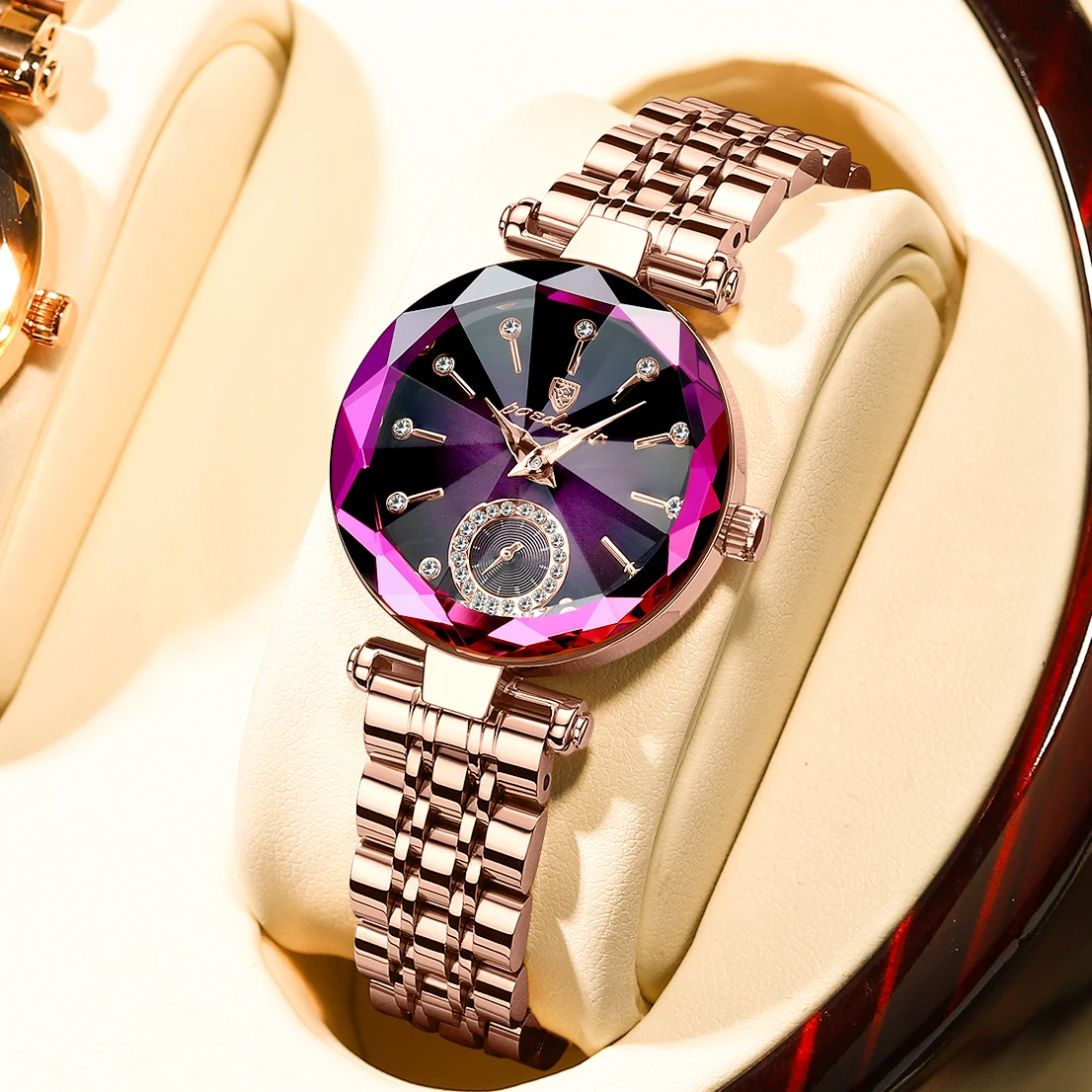 Jam Tangan POEDAGAR untuk Wanita Jam Tangan Kuarsa Desain Perhiasan Mewah Baja Rose Gold Jam Tangan Wanita Kedap Air Modis Merek