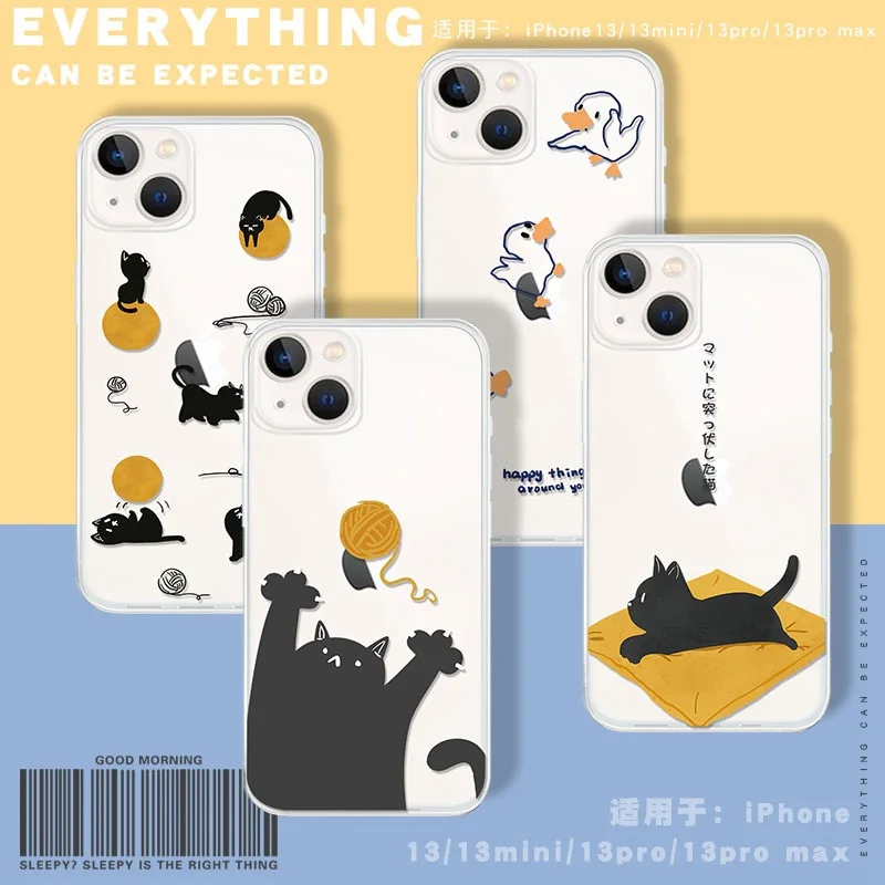 

iPhone12 kitten loves to eat fish phone case cat phone case iPhone13 creative small fresh phone case iPhone11/7/8/x
