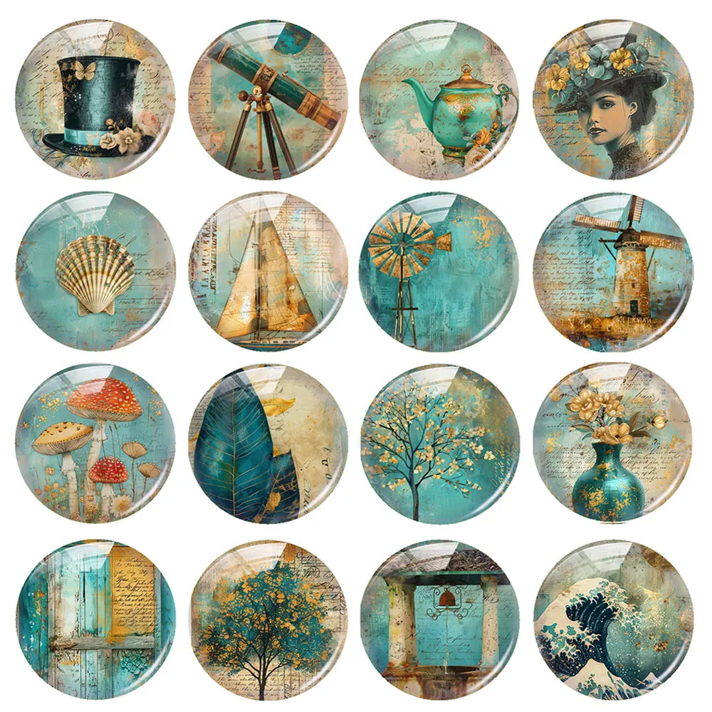 Готический зеленый цветок ручной работы для девочек стеклянный кабошон с