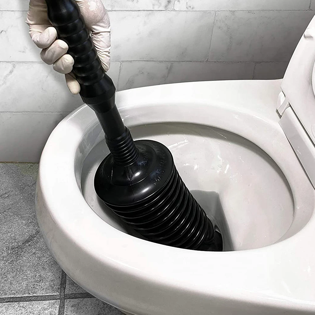 

Toilet Plunger Plastic Rubber Drain Unblocker High Pressure Pump Cleane Powerful Household Bathroom Handheld Sink Clog Remover