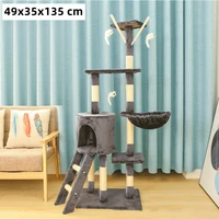 luxurious 5 layers cat tree furniture wooden cat tower climbing frame toy scratching post for cats soft plush cloth cats house