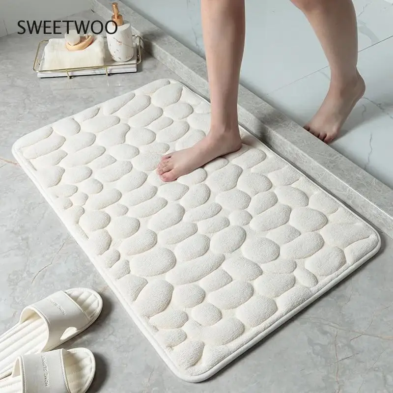 

Cobblestone Embossed Bath Mat Non-slip Bathroom Carpets In Wash Basin Bathtub Side Floor Rug Shower Room Doormat Memory Foam Pad