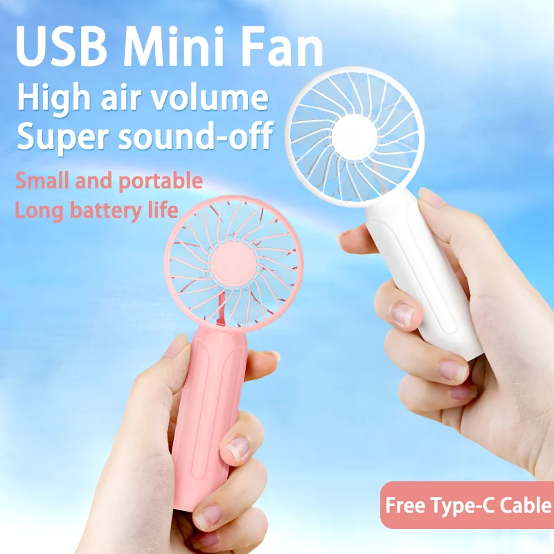 SAMIYOE USB Mini Handheld Fan Outdoor Mini Creative Office Desks Mute Charging Portable Handheld Fan Rechargeable USB Mini Fan