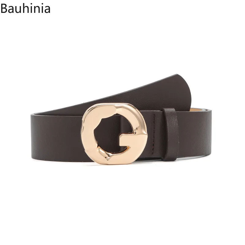 Bauhinia New Hot Sale Fashion Geometric Buckle Youth Women Belt 107*3.7CM High Quality PU Female Student Jeans Belt