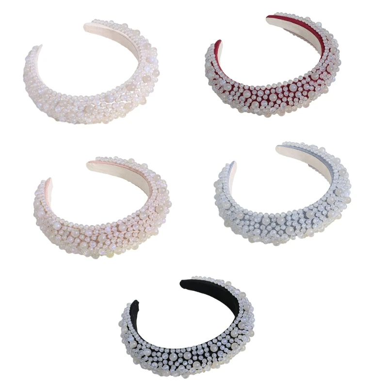 

MXMB Chic Headpiece Prom Birthday Hair Bands Headwear Elegant Glinting Pearls