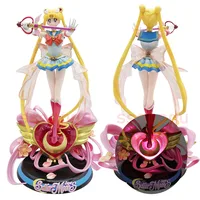 34CM Sailor Moon Mars Jupiter Tsukino Usagi Princess Serenity Anime Girl PVC Action Figure Toy Light Game Collectible Model Doll
