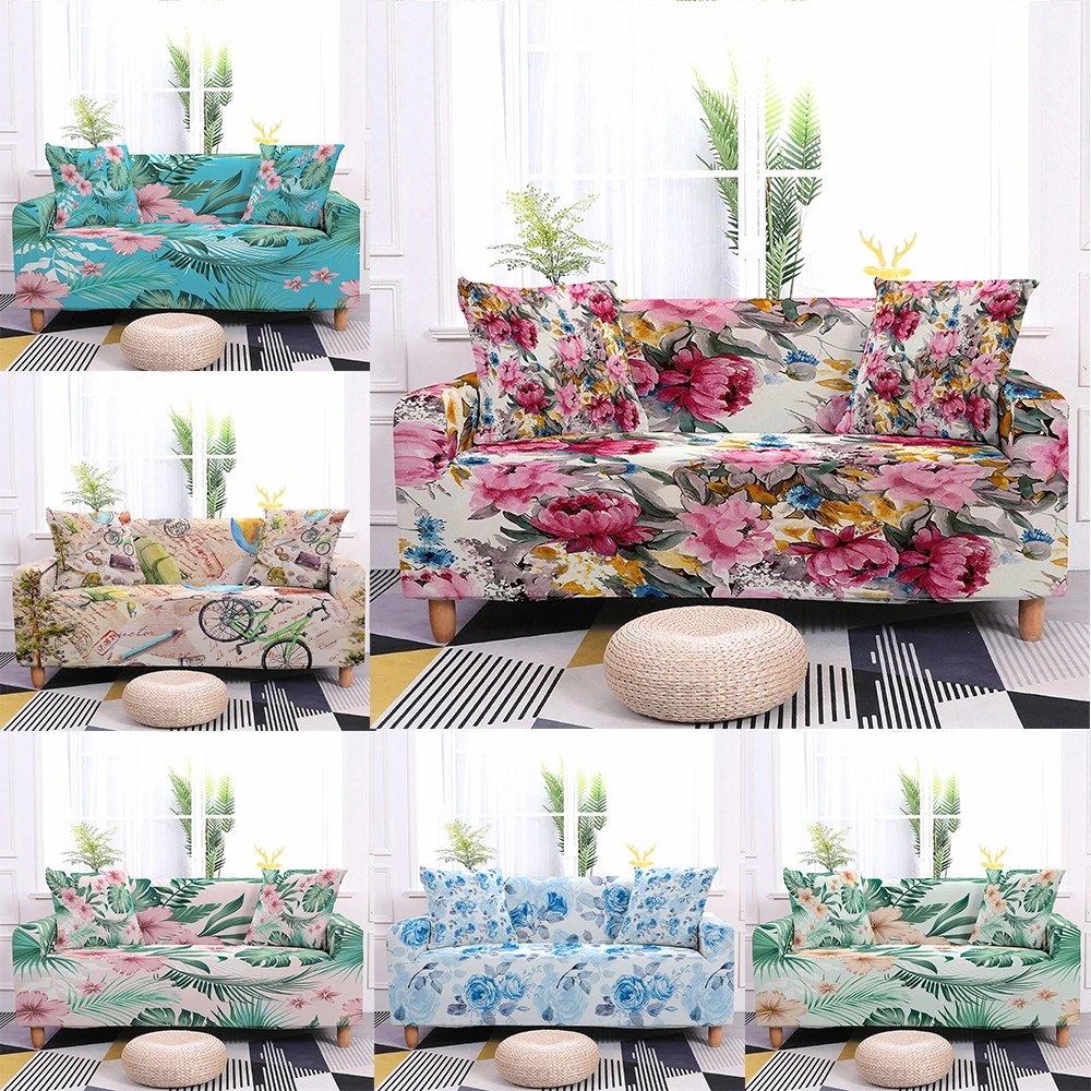 

3D Flower Printing Sofa Cover Stretch Elastic Sofa Covers for Living Room Floral Slipcovers Couch Cover Home Decor 1/2/3/4-seat