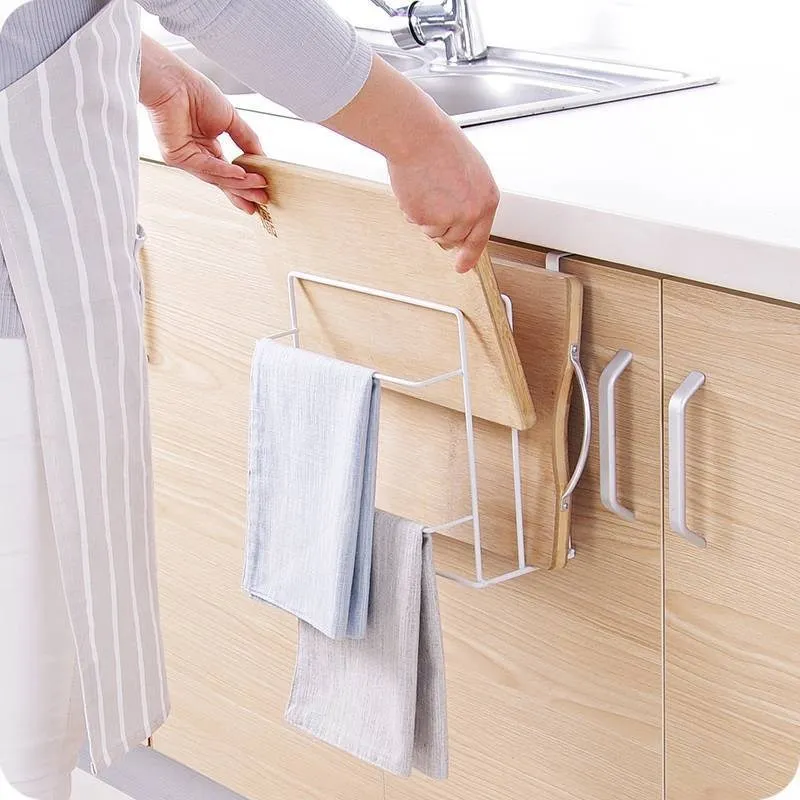 

Stainless Steel Double Layer Cabinet Shelf Towel Holder Stand Chopping Board Storage Rack Wall Shelves Hanger Kitchen Accessorie