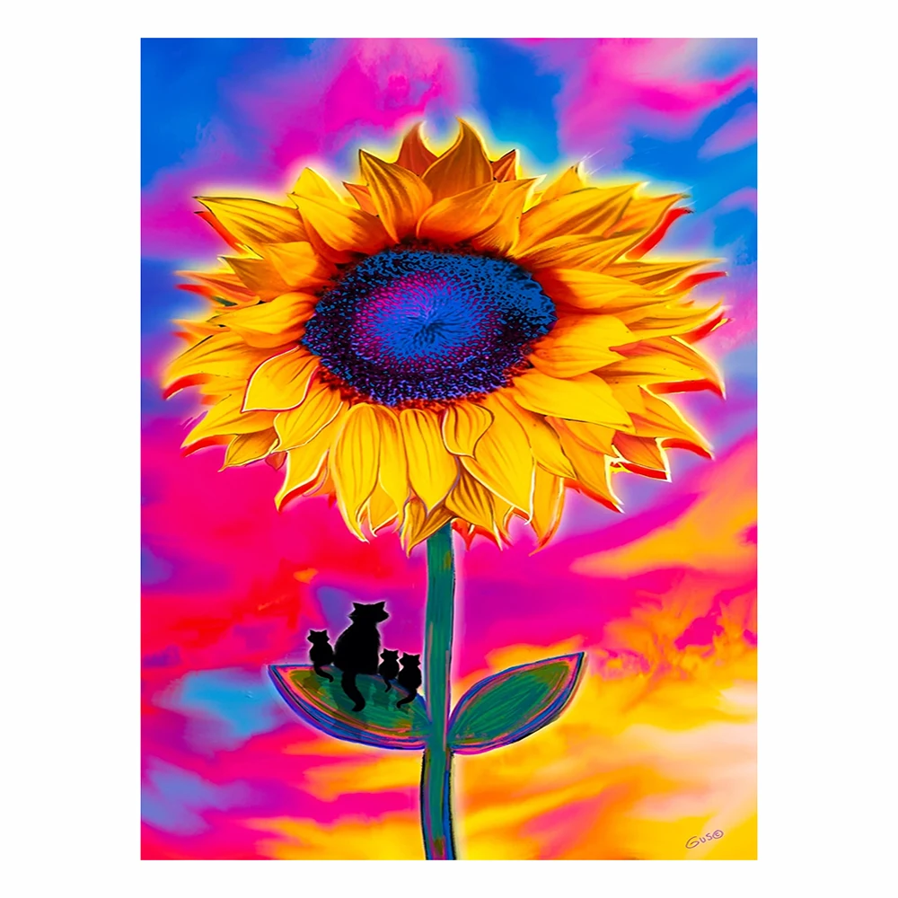 

Diamond Painting Sunflower Cat Animals Square/Round Rhinestone Hobby Crafts Mosaic Handmade Gifts Cross Stitch Home Decor