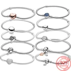 Женский классический браслет из серебра 925 пробы, с застежкой-цепочкой и листьями