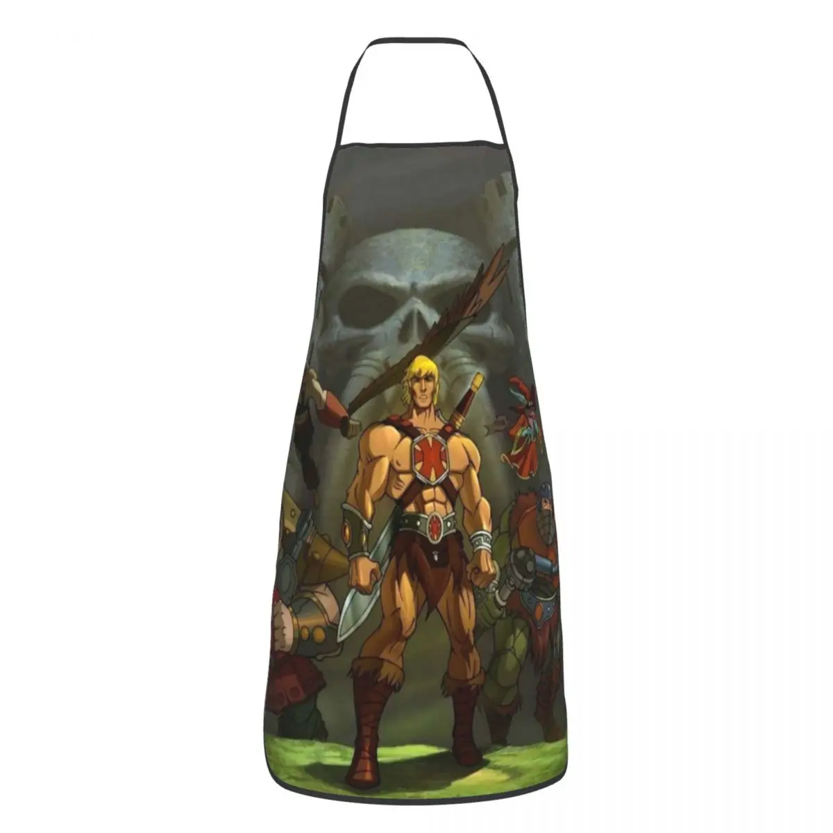 

Unisex Masters Of The Universe Team Bib Apron Adult Women Men Chef Tablier Cuisine for Kitchen Cooking He-Man Eternia Painting