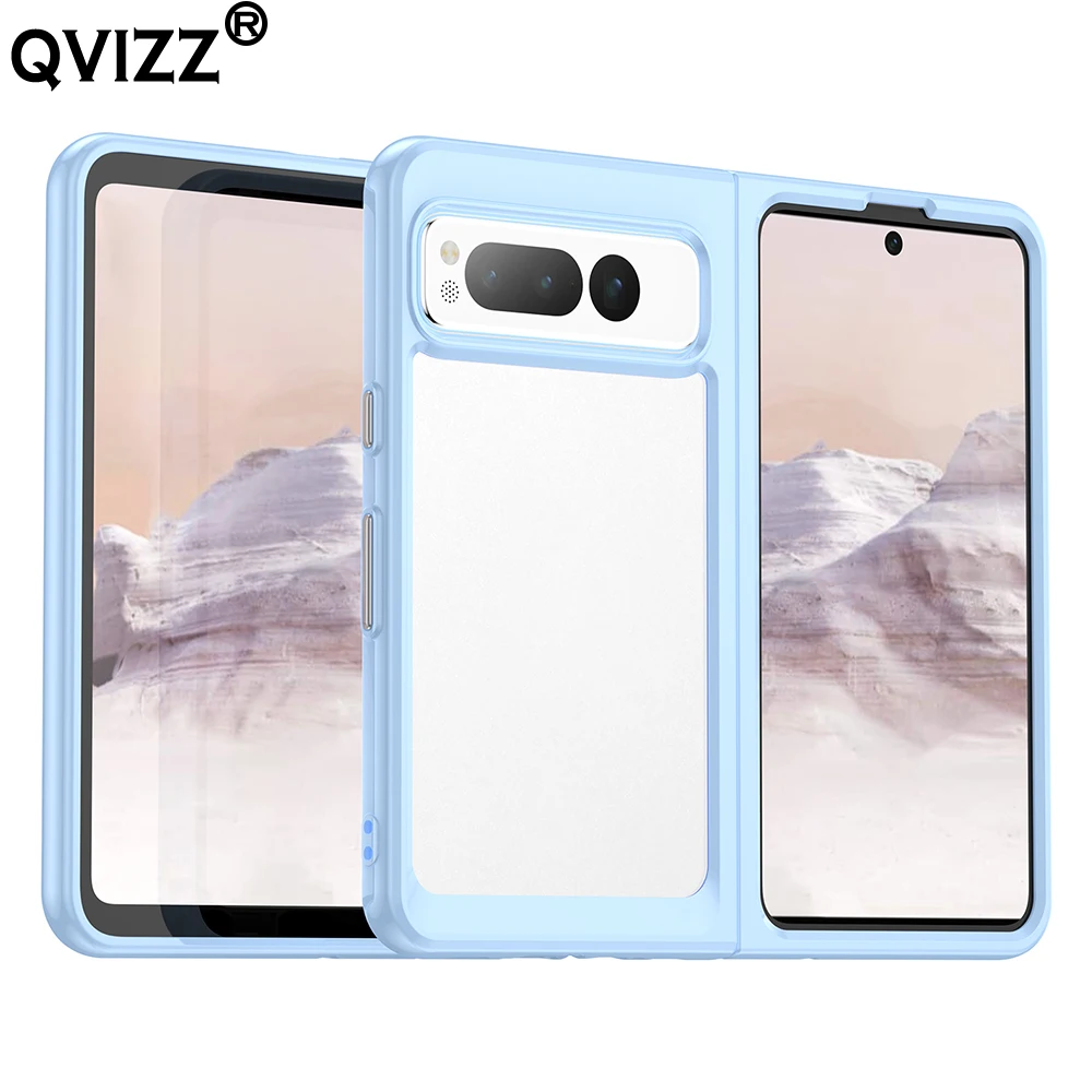

Clear Folding Case for Google Pixel Fold Armor Shockproof Soft Silicone Edges Hard Back Luxury Phone Cover GooglePixelFold