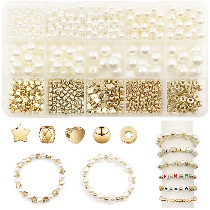 

720pcs CCB Pearl Set 4mm 6mm 8mm 10mm 12mm Loose Spacer Beads Connectors for DIY Bracelets Necklace Jewelry Making Accessories