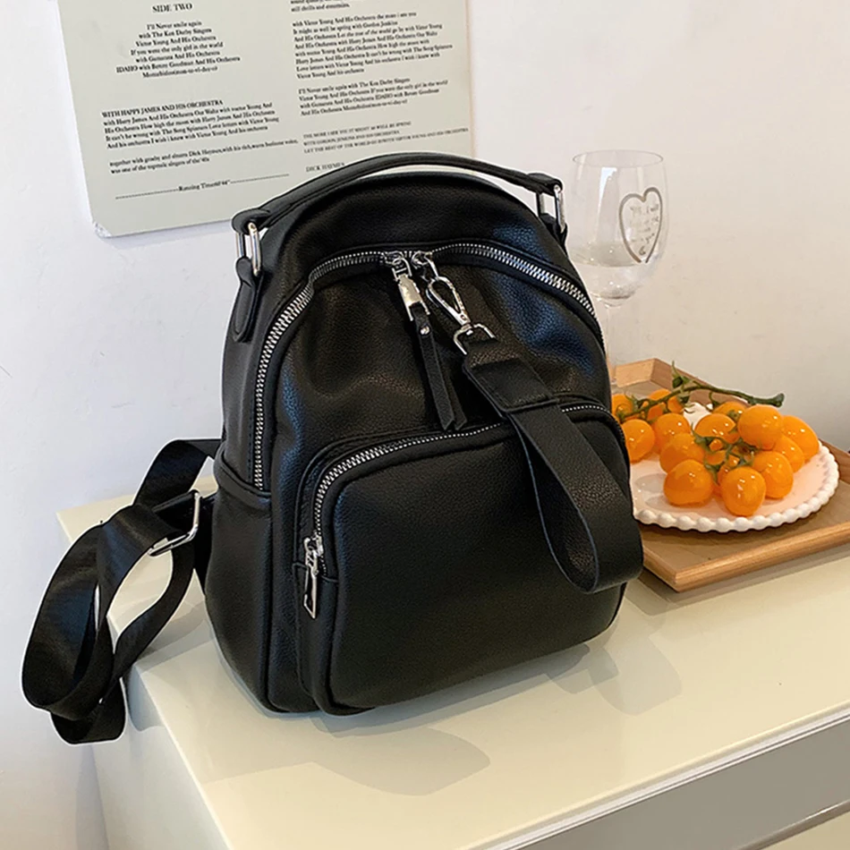 

2022 New Trendy Travel Women Backpacks Fashionable Daily Handbag Casual Soft PU Leather Shoulder Bag School Teenagers Girls Bag