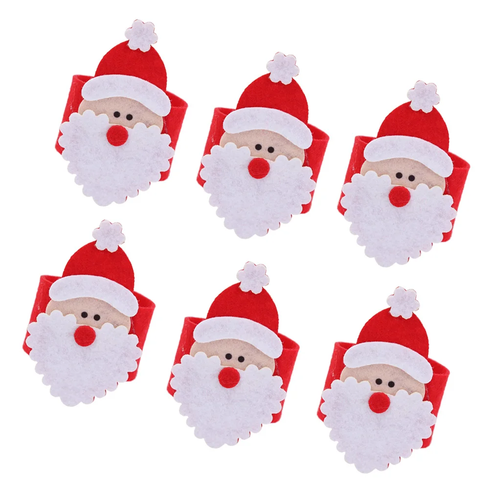 

6pcs Christmas Napkin Ring Serviette Buckle Holder for Christmas Party Dinner Table Decoration (Older)