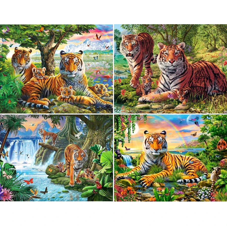 

5D Diy Diamond Painting Animals Tiger Cross Stitch Kit Full Drill Embroidery Art Picture of Rhinestones Home Decor Mosaic