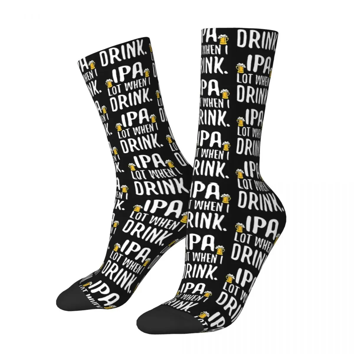 

Colorful Funny IPA Lot When I Drink Craft Beer Drinker Basketball Socks Polyester Long Socks for Women Men Sweat Absorbing