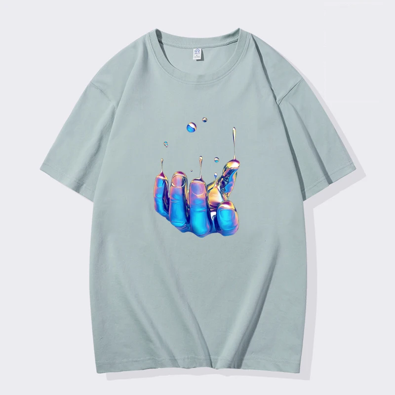 

2023 Fashion Casual Unisex Brand Short Sleeve Finger Doodles Print T-Shirt Summer Cotton T Shirt for Men Womans Tshirt