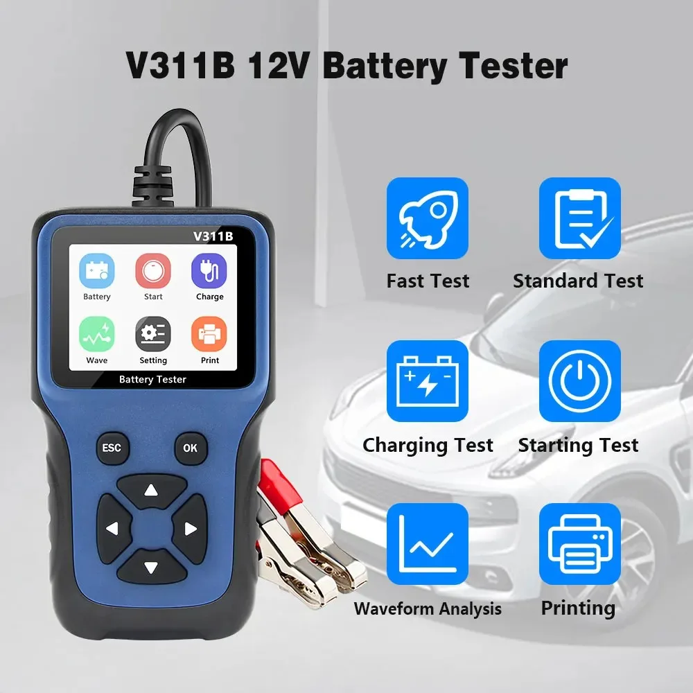 Фото Автосканер VESSTEK V311B OBD2, тестер автомобильных аккумуляторов 12В, анализатор напряжения генератора, диагностический инструмент EOBD №2