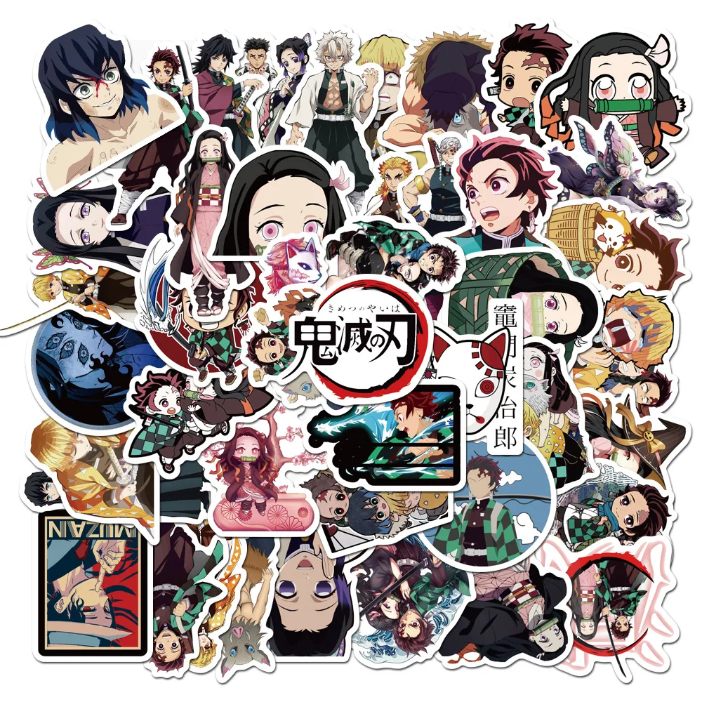 50pcs/Set Genshin Demon Slayer Waterproof Luggage Travel Stickers Scrapbooking DIY Diary Stationery School Office |