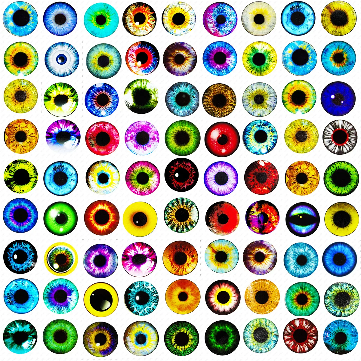 100pcs 50 pairs Dragon Eyes Cat Eye Toys Hot Sale 6mm 8mm 10mm 12mm Handmade Photo Glass Cabochons DIY Making Accessories - купить по