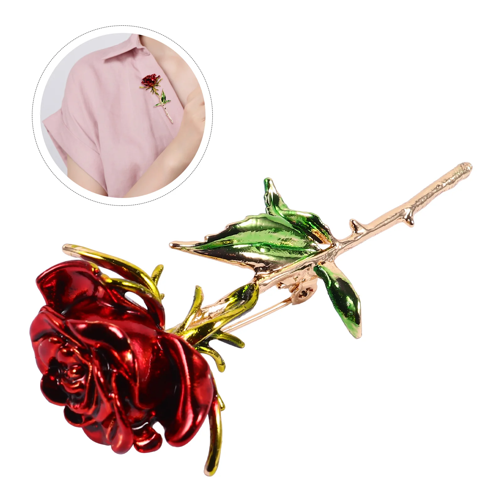 

Rose Brooch Flower Brooches Women Creative Breast-pin Fashionable Breastpin Trendy Stylish Jewelry Supply Prop Alloy Suit Miss