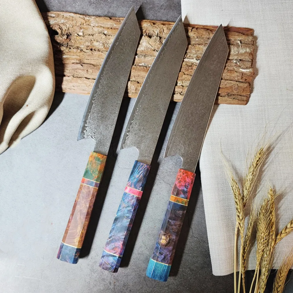 

8 Inch Chef Knife 67 Layers VG10 Damascus Steel Kitchen Knives Stabilized Colored Wood Handle Professional Japanese Knife