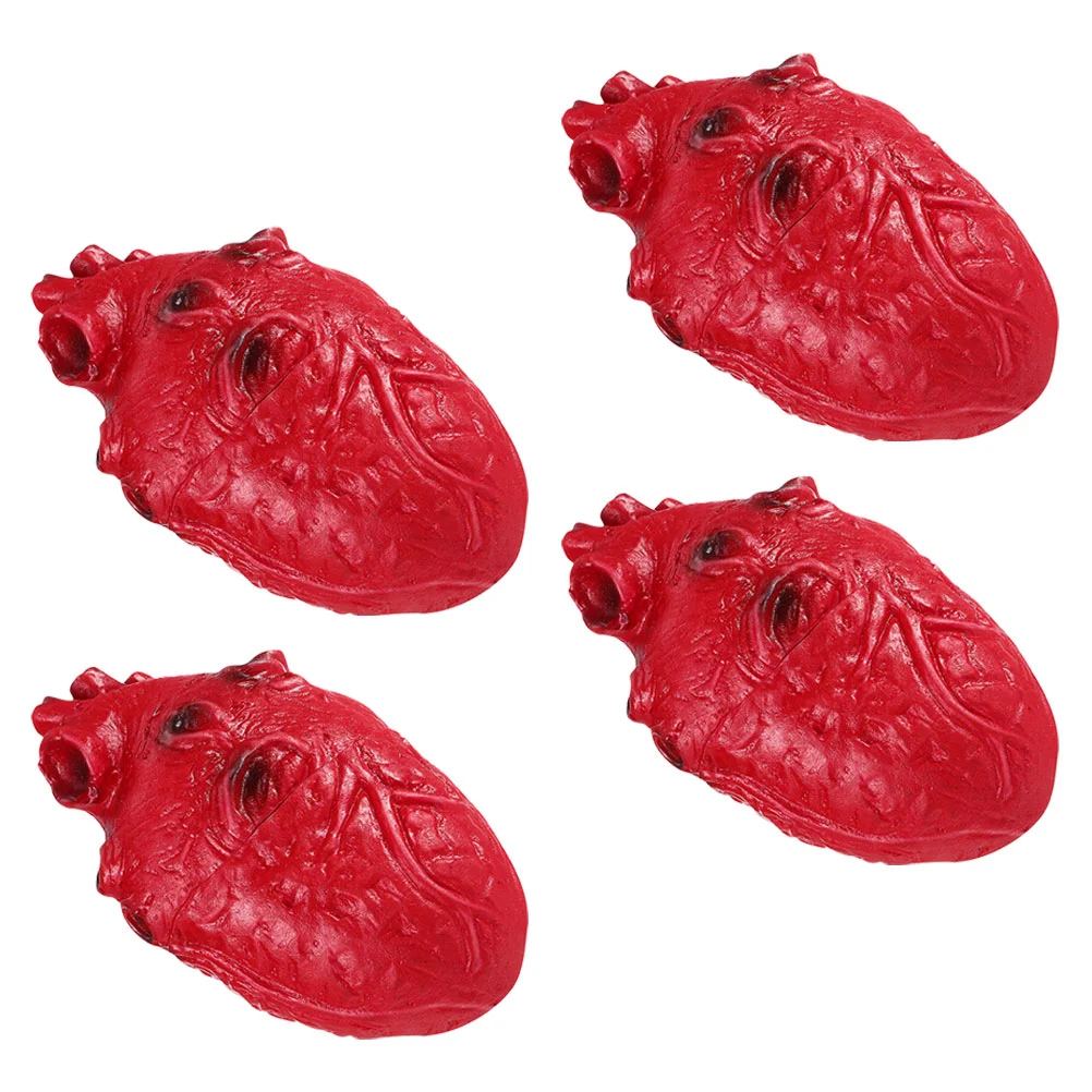 

4pcs Fake Human Organs Fake Heart Props Haunted House Heart Decorations Props